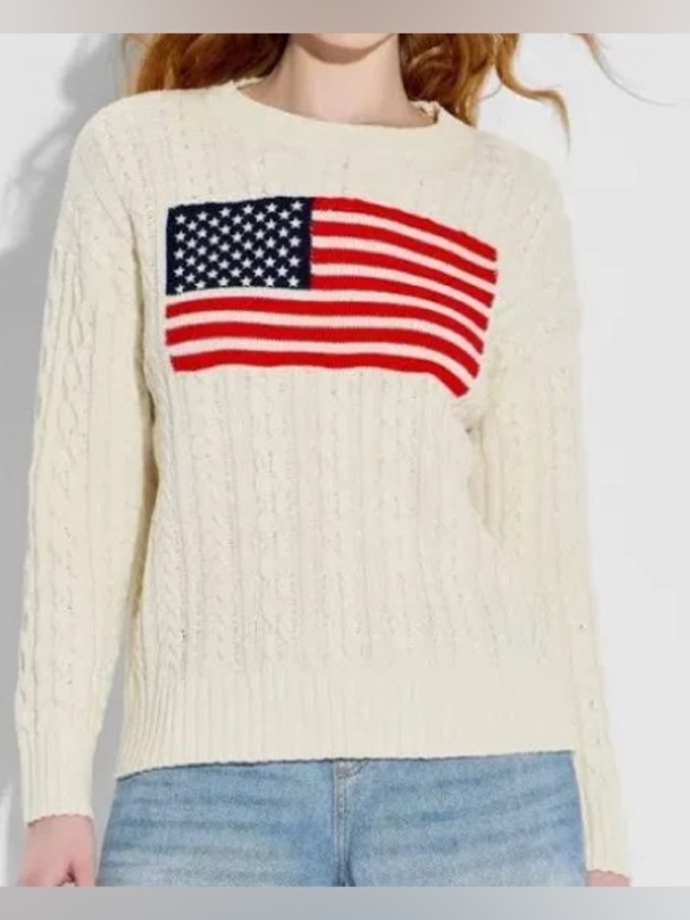 Wild fable cable knit flag sweater